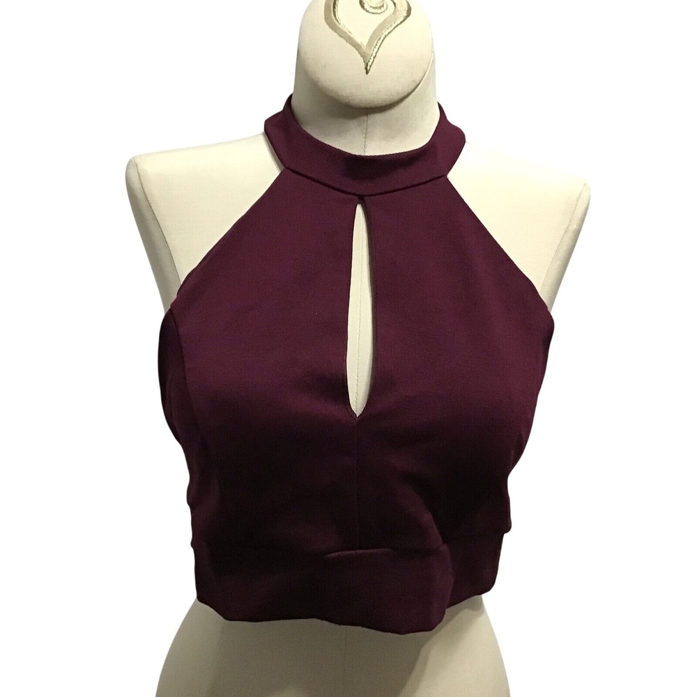 Lulu's Maroon Lots Of Lace Crop Top Sexy Button Closure Front Peep Hole New